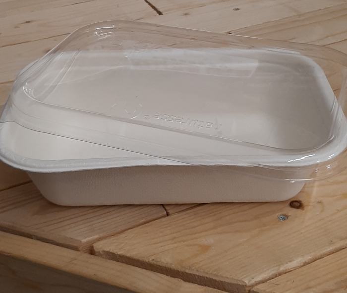 Set Menüschalen weiß mit Deckel PLA transparent 850ml